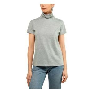 NWT BETSY & ADAM Womens Gray Stretch Heather Short Sleeve Top L